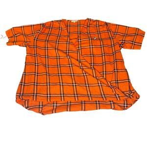 Oklahoma State OSU Cowboys Pokes Orange Plaid Wrap Blouse Top 1X Plus Size NCAA